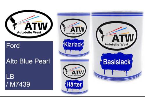 Ford, Alto Blue Pearl, LB / M7439: 1L Lackdose + 1L Klarlack + 500ml Härter - Set, von ATW Autoteile West.